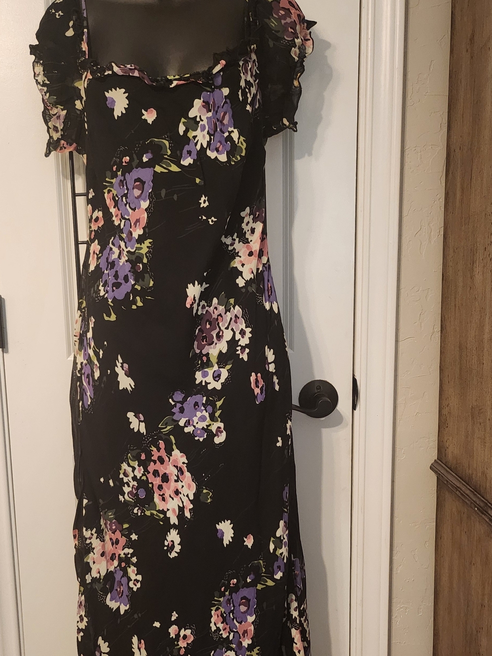 Vintage Y2K Betsey Johnson New York Floral Midi Slip Dress Asymmetrical Hem 10